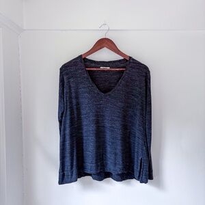 Madewell Oversized Long Sleeve V-Neck Tee Shirt Women's Dark Gray Size Small